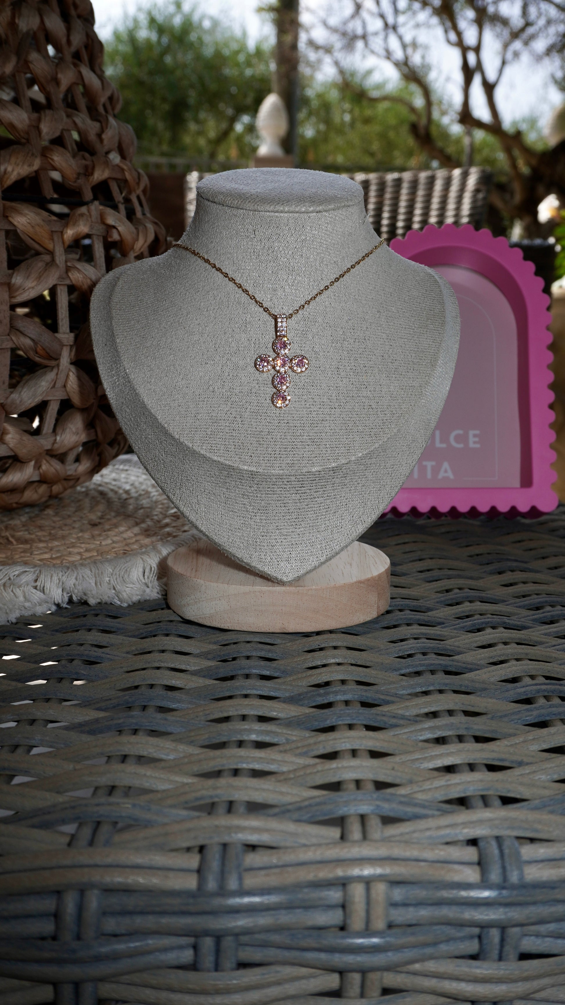 Collana Croce Rory pink